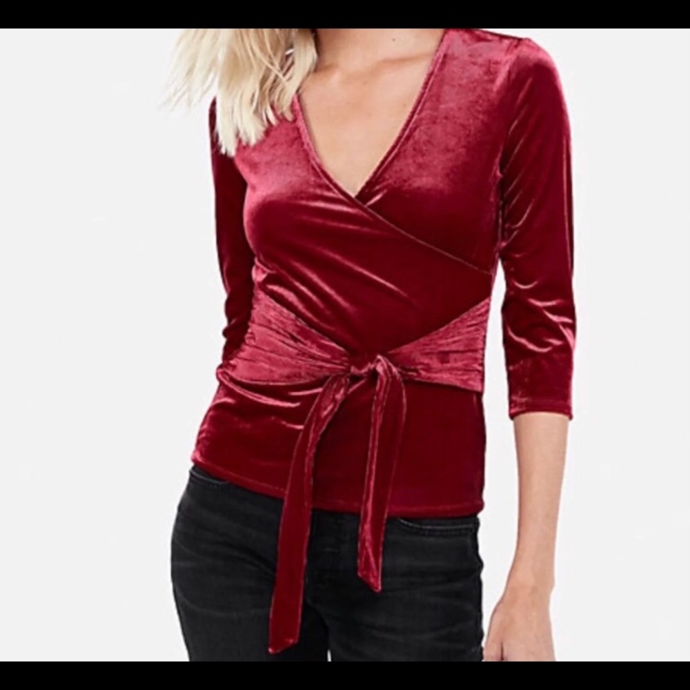 Express one eleven velvet wrap top